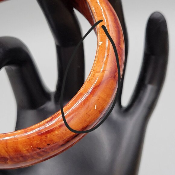 Resin Orange Brown Bangle Bracelet Swirled Pattern Vintage Fits Up To 7 1/2" - Picture 7 of 7